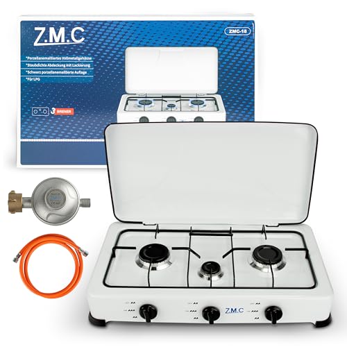 Z.M.C Gaskocher 3-flammig 5,4 kW Campingkocher für Gasflasche Propan LPG