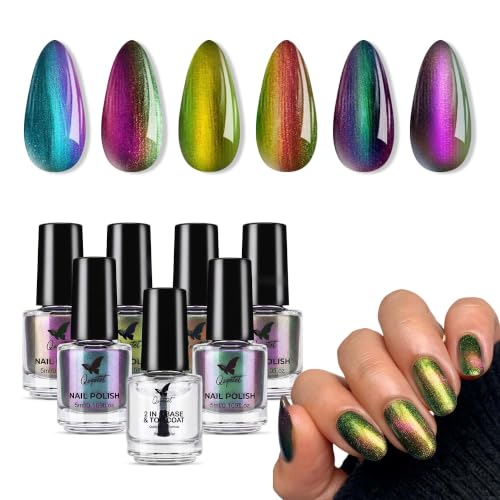 6 Farben Nagellack, Holografischer Metallic Ombre Nagellack Ohne UV Lampe