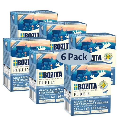 Bozita Purely Paté Adult Rentier – 370g – getreidefreies Nassfutter in der Dose für Hunde – mit 11 % Protein & 6 % Fett – für alle Hundegrößen & Aktivitätslevel – ohne Zucker & künstliche Zusätze