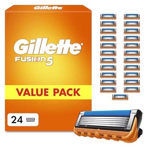 Gillette Fusion5 Rasierklingen Herren, 24 Original Ersatzklingen, Klingen Männer mit Größerem Gleitstreifen für Ein Sanftes Gleiten und 5 Klingen für Eine Unglaublich Gründliche und Komfortable Rasur