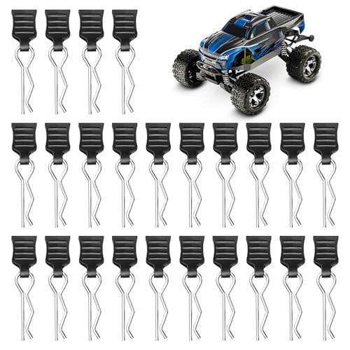 24 Stück RC Karosserie Clips, Edelstahl Körper Shell Pins für RC Autos Ersatzteile Rc Zubehör für, Traxxas RC Autos für Deerc Haiboxing Ersatzteile, 1/10, 1/12, 1/16, RC Verbrenner Zubehör, Schwarz