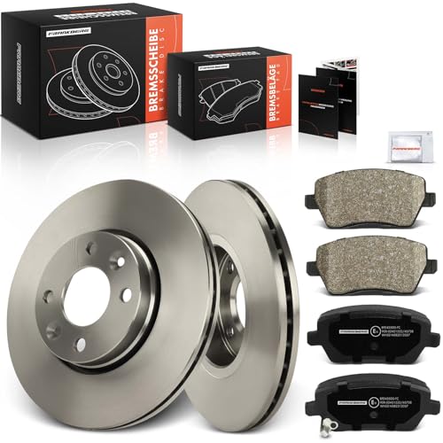 Frankberg Bremsensatz inkl. 2x Bremsscheiben + 4x Bremsbeläge Vorne Kompatibel mit Logan MCV KS Note E11 NE11 Clio III BR0/1 CR0/1 Grandtour Replace# 0990781X