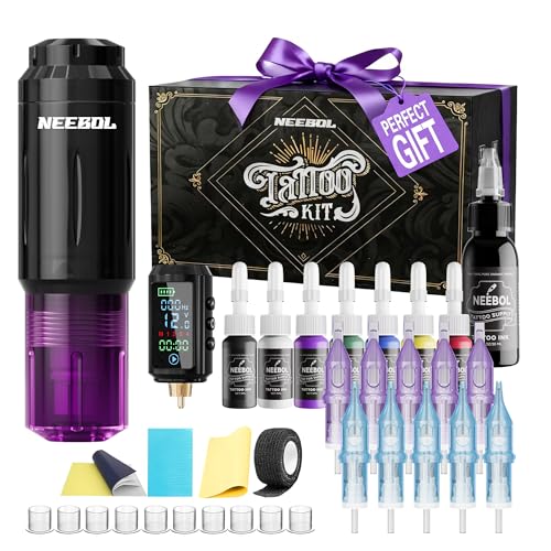 Neebol Kabelloses Tattoo Maschine Set, 1600mAh Akku, für Anfänger