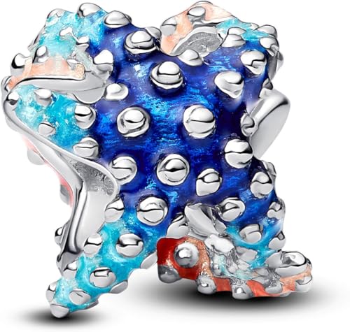 PANDORA Moments Farbenfroher Seestern Mini-Charm aus Sterling Silber, Kompatibel Moments Anhänger, 793817C01