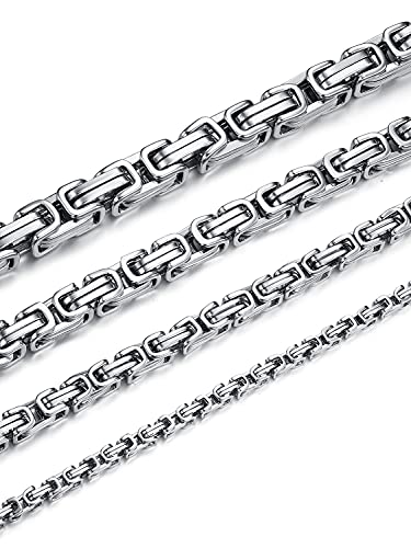 Jewow Edelstahl (4mm,55cm) Halskette für Herren Breite 4/6/8/10mm, Länge 36-76cm Wählbar