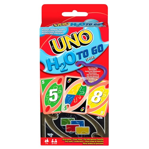 Mattel Games UNO H2O to Go – wasserfeste Karten, 2–10 Spieler, ab 7 Jahren