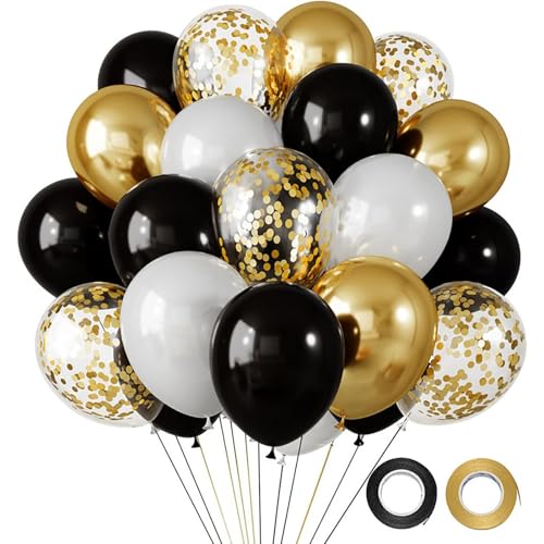 Luftballons Schwarz Gold 100 Stück, 30cm Gold Luftballon (Schwarz gold)