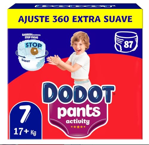 Dodot Activity Pants, Größe 7 (17 + kg), 87 Windeln, mit 360-Grad-Passform, auslaufsicher, extra weich