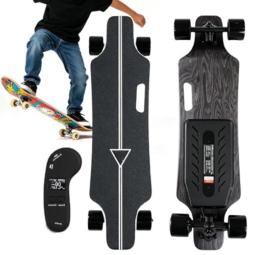 Sushangmao Motorisiertes Cruiser-Board/Elektrisches Skateboard – Verbesserte LCD-Fernbedienung Mit Batterieanzeige, 700w Bürstenloser Motor, 4-Gang-Bremse, Maximale Last 330 Lbs Single-Drive-15km