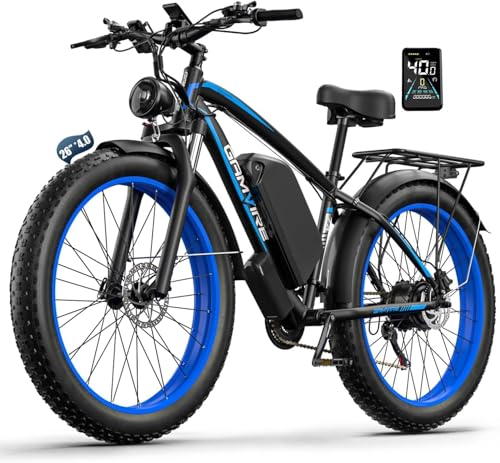 Kojesen V7 Elektrofahrrad für Erwachsene, 26×4.0'' Fat Tyre Mountain E-Bike mit 52V 19.2Ah Akku, Pedalassistenz, hydraulische Bremsen, 21-Gang Elektrofahrrad