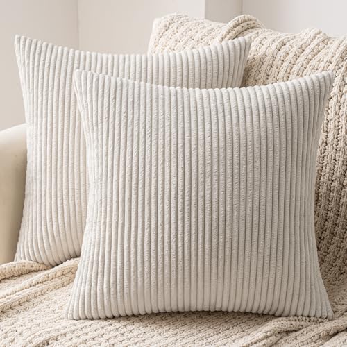 MIULEE 2er Set Kissenbezug 40x40 cm Kord Kissenhülle Sofakissen Beige