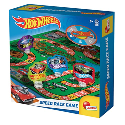 Lisciani - HOT WHEELS Speed Race Spiel - Das klassische Rennspiel für Kinder ab 5 Jahren - Gesellschaftsspiel für 2 bis 4 Spieler - Fördert Gedächtnis, Logik und einfache Rechenfähigkeiten