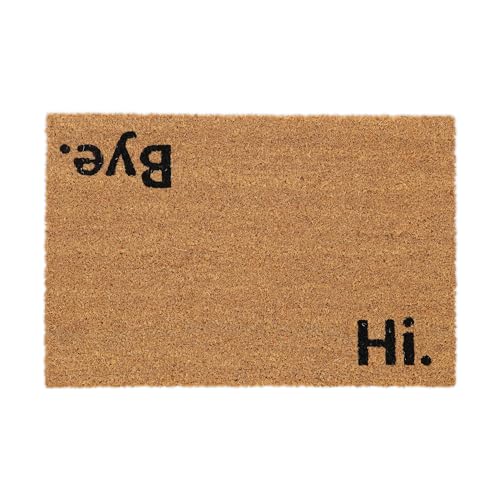 Relaxdays Fußmatte Kokos 60x40cm, Türvorleger Spruch, rutschfest, wetterfest, Fußabstreifer innen & außen, Natur/schwarz