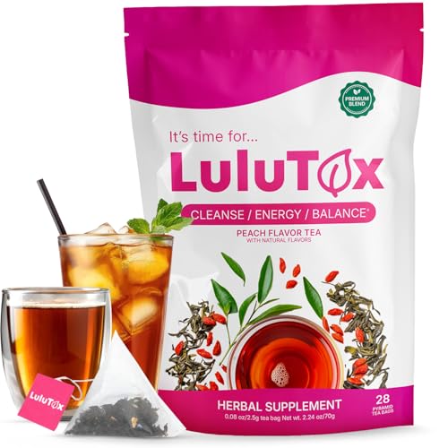 LULUTOX Detox Tee zum Abnehmen – Natürliche Kräutermischung mit Löwenzahn, Ginseng & Ingwer – Unterstützt Abnehmziele, Verdauung, Blähungen & Wohlbefinden in den Wechseljahren – Vegan (28 Teebeutel)