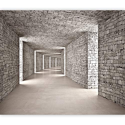 murando Fototapete 3D Tunnel 350x256 cm Vlies Tapeten Wandtapete XXL Moderne Wanddeko Design Wand Dekoration Wohnzimmer Schlafzimmer Büro Flur Mauer Ziegel d-B-0332-a-a