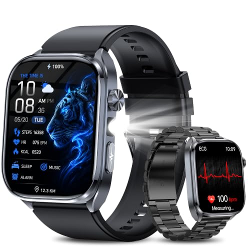 KPEP Smartwatch Herren mit EKG/Blutdruck/Harnsäure/HRV/LED-Licht/BMI/Schlaf