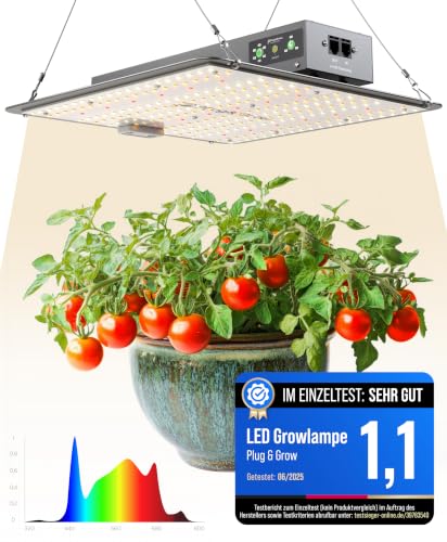 NEU Grow Lampe LED Vollspektrum mit integriertem Timer I 120W Pflanzenlampe für Growbox I Daisy-Chain bis 50 Lampen I Zimmerpflanzen Growlampe von Plug & Grow