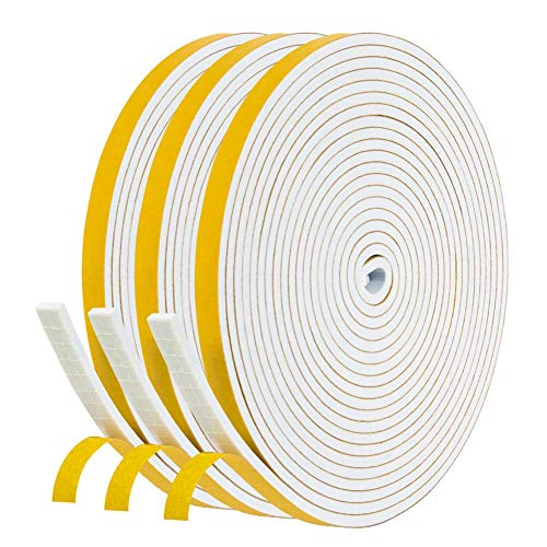 Dichtband Selbstklebend Gummidichtung 6mm x 3mm, NAVK 15m Dichtungsband für Tür Fenster Bad Dusche, Anti Kälte-Wind Lärm und Kollision -Weiß (5m x 3 Rollen)