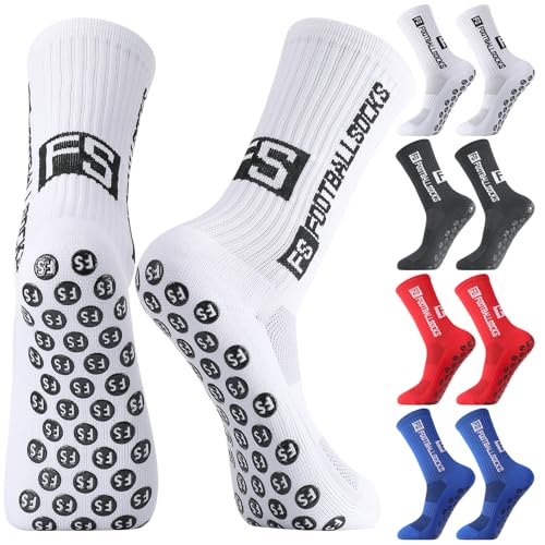 Utensilsto 4 Paare Fußball Socken Jungen 31-34 Grip Socken Fussball Socken Kinder Anti Rutsch Football Socks Rutschfeste Sportsocken Für Fussball Basketball Laufen Rugby Tennis