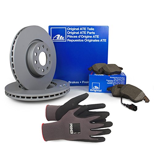Inspektionspaket ATE Bremsen Set inkl. Bremsscheiben 312 mm und Bremsbeläge für vorne enthalten, 100% passend für Ihr Fahrzeug, inkl. Priner Montagehandschuhe, AN130