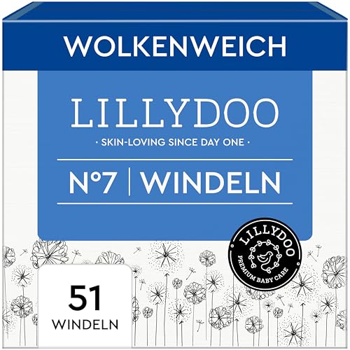 LILLYDOO hautfreundliche Windeln, Halbmonatsbox, Größe 7 (15+ kg), 51 Stück