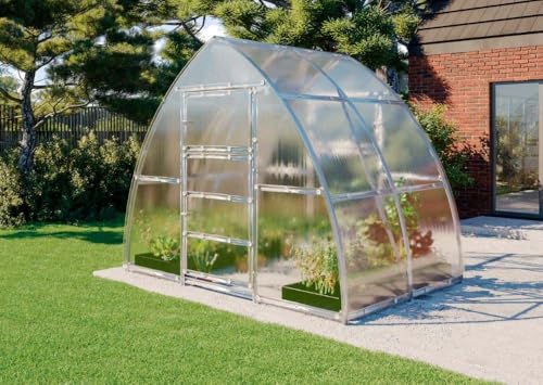 Terrando Gewächshaus Viola 3x2m Gewächshaus aus Metall in Silber, Anzuchthaus mit 4 mm Wandstärke Treibhaus