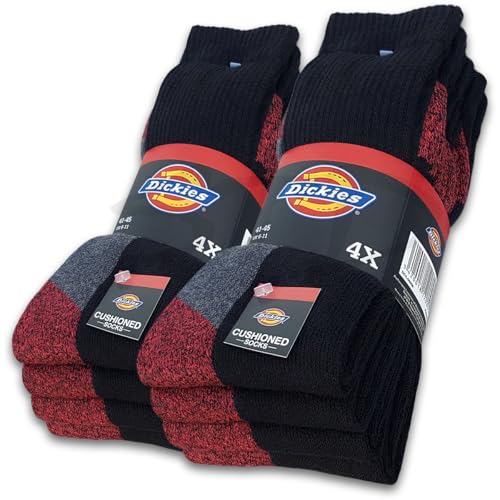 Dickies® CUSHIONED CREW Work Socks Herren Arbeitssocken Business Socken Strümpfe Größe 41-45 & 46-50 (DE/NL/SE/PL, Numerisch, 41, 45, Regular, Regular, 8 Paar Schwarz)