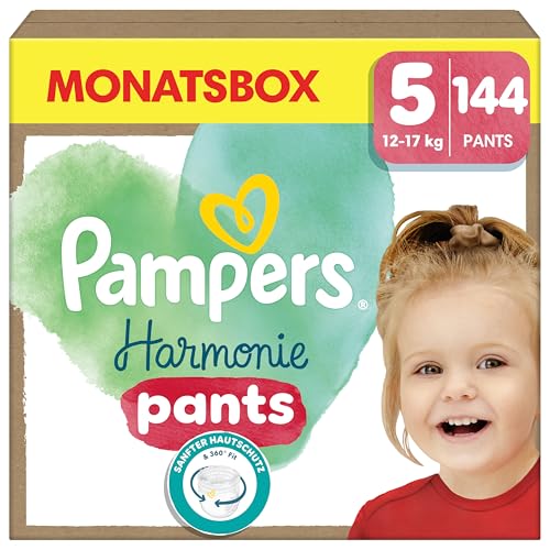 Pampers Harmonie Pants Größe 5, 144 Windeln, 12kg-17kg, sanfter Hautschutz und 360° Komfort-Fit