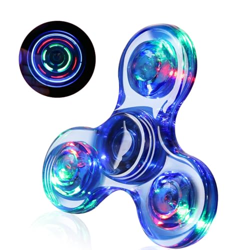 SCIONE Fidget Spinner,Leuchtende Fidget Toys für Kinder LED Kristall Fidget Finger Toy Hand Fidget Spinner Spielzeug (Blau)