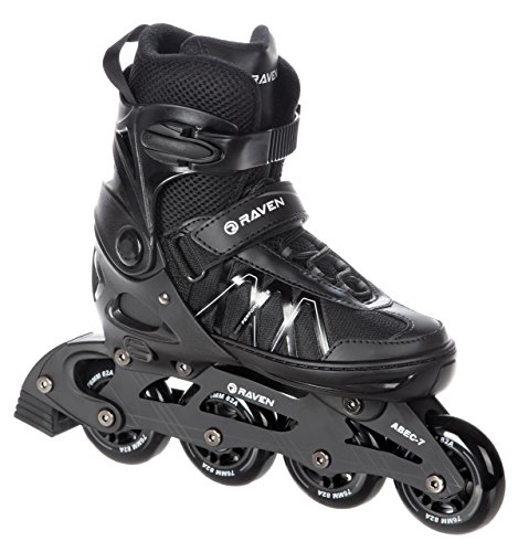 RAVEN Expert Inline Skates Inliner für Kinder und Erwachsene verstellbar (Black, 40-43 (25,5-28cm))
