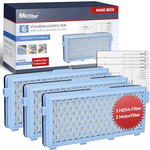McFilter I 3 HEPA Filter kompatibel mit Miele Compact C1 C2, Complete C2, S8340, S8360 S4000, S5000, S6000, S8000 Serie, S2, S3, S4, S5, S6 Serie, Staubsauger I Alternative für SF-HA 50, SF-AP 50