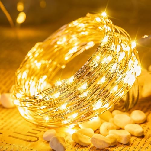 ALEGRE® Led Lichterkette Batterie Timer, 3M 30 LED Micro Kupferdraht Lichterkette mit Timer und Batterie, Warmweiß Lichterketten Innen für Hochzeit Deko, Geburtstag, Geschenk, Weihnachten Dekoration