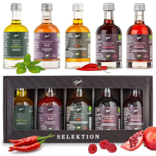 Gepp’s Feinkost Bio Essig und Öl Probier- & Geschenkset I 5 x 50ml hochwertige Essige & Öle in edler Verpackung I Hergestellt nach eigener Rezeptur I Geschenkidee zum Geburtstag