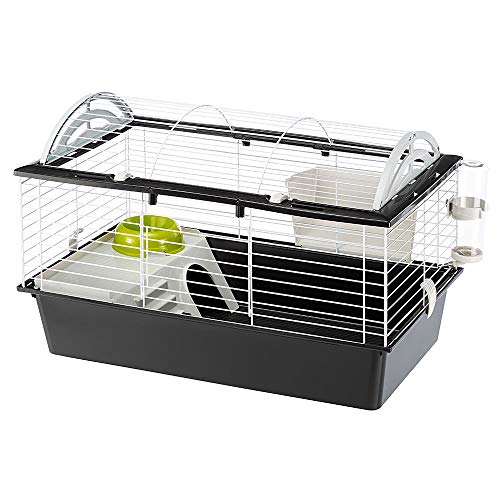 FERPLAST Nagetierkäfig CASITA 80 für Meerschweinchen, Meerschweinchen, aus Metall, inklusive Zubehör: Futterkrippe, Trinkflasche, Schüssel, Haus. 78x48xh50cm