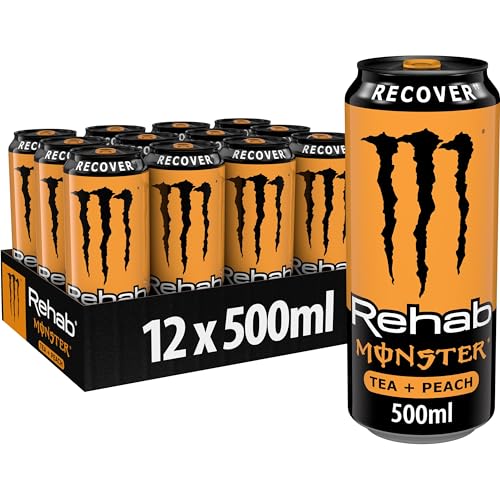 Monster Energy Rehab Peach, 12x500 ml, Einweg-Dose – Energy Iced Tea mit Pfirsichgeschmack