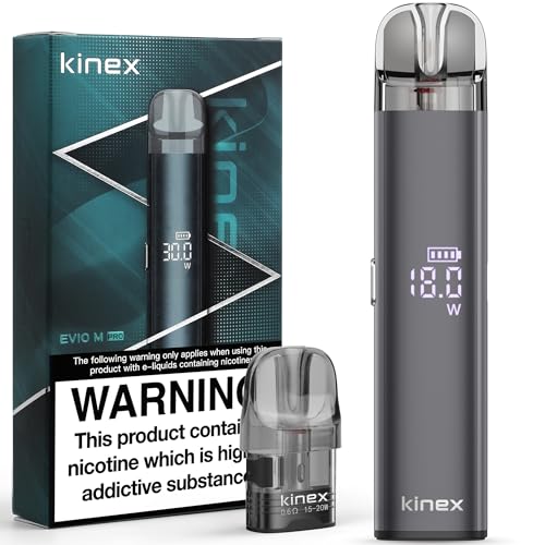 EVIO M PRO E Zigarette Pod System Starterset, MTL RDL E-Dampfer 1100mAh 6W-30W Aufladbar Vape Kit mit 2 Nachfüllbar Kartusche 2,8ml, E-zigaretten Ohne Liquid, Dunkelgrau