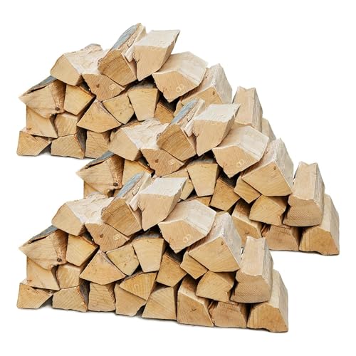 Flameup Brennholz Buche, Kaminholz mit Rinde, 90 kg Buchenholz, Feuerholz für Ofen, Kamin, Kaminofen, Feuerschale, Grill, Holzscheite 25 cm, getrocknet