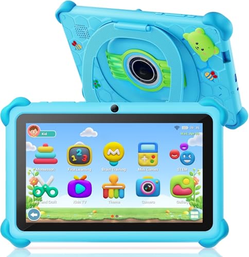 zcobro Kinder Tablet 7 Zoll Mit Hülle, Android 2GB RAM+32GB ROM+256GB Erweiterbar, Wi-Fi, Bluetooth, Type-C, Kindersicherung, Quad Core, Blau