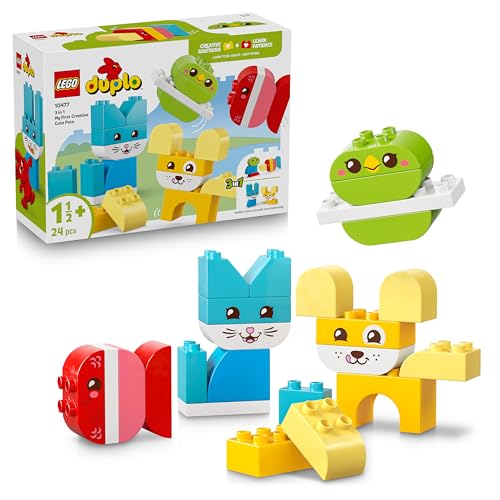 LEGO DUPLO 3-in-1 Kreative Tiere - Kleinkinder Lernspielzeug zur Förderung der Feinmotorik - Tierfiguren inkl. Hund, Katze, Vogel und Fisch - Geschenk für Babys, Mädchen und Jungen ab 1 Jahr - 10477