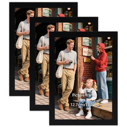 Vasemouh Bilderrahmen 13x18cm 3er-Set, schwarze Bilderrahmen für Wand- und Tischaufstellung - Ideal für Familienfotos, Kunstwerke und Erinnerungen - Perfekte Dekoration für Zuhause