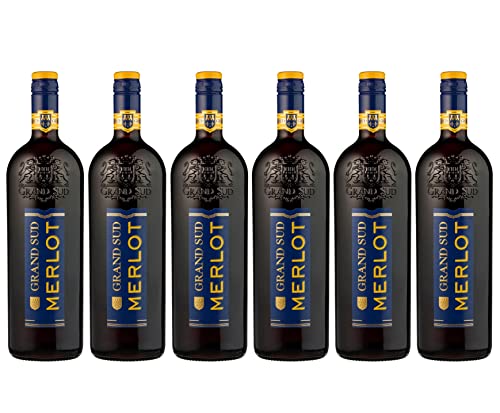 Grand Sud - Merlot aus Süd-Frankreich - Sortentypischer Trocken Rotwein (6 x 1 L)