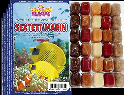 Frostfutter SAHAWA 150 Portionen Fischfutter 5X 100g Blister Sextett Marin für Meerwasser Aquarium