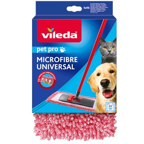 Vileda Pet Pro Wischbezug, Ersatzbezug für alle Wischmat Bodenwischer, beseitigt 3-mal mehr Tierhaare, 100% Mikrofaser, einfacher Austausch, für alle Hartböden, maschinenwaschbar