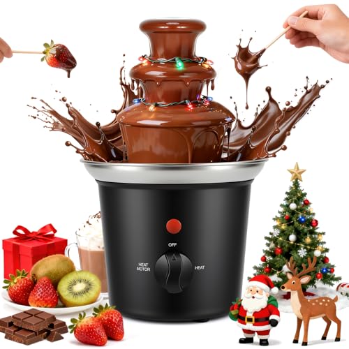 Dreamhigh® Schokoladenbrunnen 3-Stufig, 450ml Schokobrunnen Klein, Chocolate Fountain, Effiziente Heizung, Leicht zu Reinigen, für Geburtstage, Party, Familienversammlungen, Weihnachten, Silvester