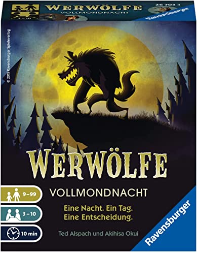 Ravensburger 26703 - Werwölfe - Vollmondnacht, Gesellschaftsspiel ab 9 Jahren, Actionsspiel für 3-10 Spieler, Spielereihe