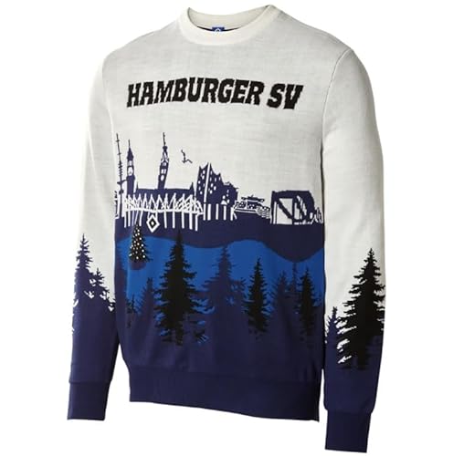 Hamburger SV HSV Ugly Christmas Sweater ** Skyline ** 2025 (DE/NL/SE/PL, Alphanumerisch, M, Regular, Regular, Blau-weiß-schwarz)
