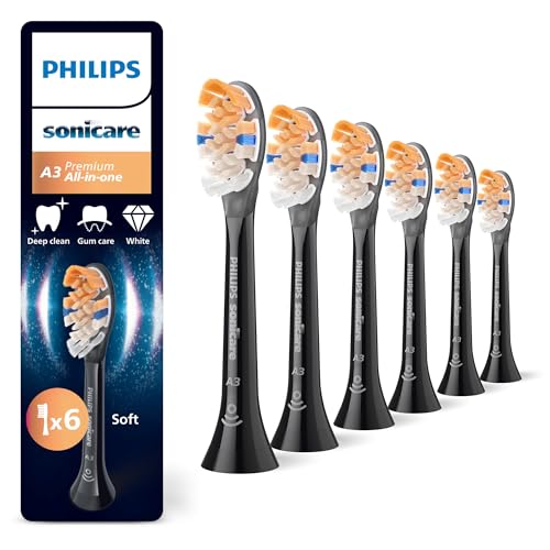 Philips Sonicare A3 Premium All-in-One, Original Ersatzbürstenköpfe, Schwarz, 6er-Pack, HX9096/88