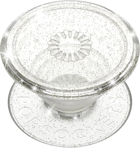 PopSockets: PopGrip - Expanding Stand and Grip with a Swappable Top for Smartphones and Tablets - Clear Glitter Silver
