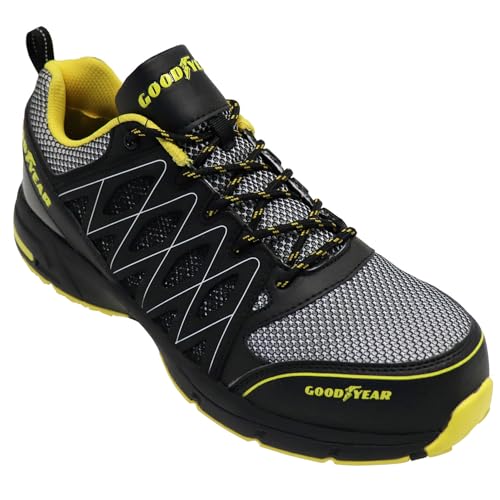Goodyear Herren Metallfreie Arbeitssicherheit Trainer Mit Non Metallic Stoffkappe S1p / Sra Hro Sicherheitsschuhe, Schwarz Gelb, 43 EU