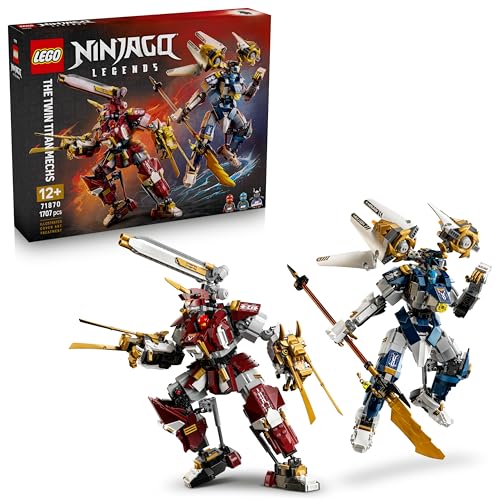 LEGO NINJAGO Die Zwillings-Titanmechs - Ninja Spielset mit 2 Actionfiguren & 3 Minifiguren inkl. Kai und NYA - Kinderzimmer Deko - Geschenkidee für Jungen ab 12 Jahren und Teenager-Fans - 71870